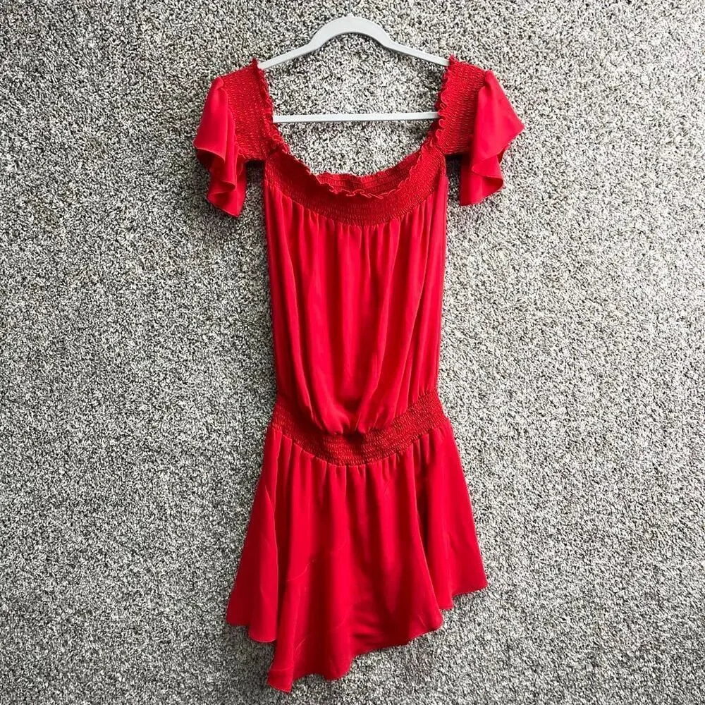 Amanda Uprichard Dress Women’s Small Red Ariella‎ Off-Shoulder Asymmetrical Mini
